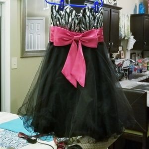$7 Strapless Sequin Dress Pink Bow
